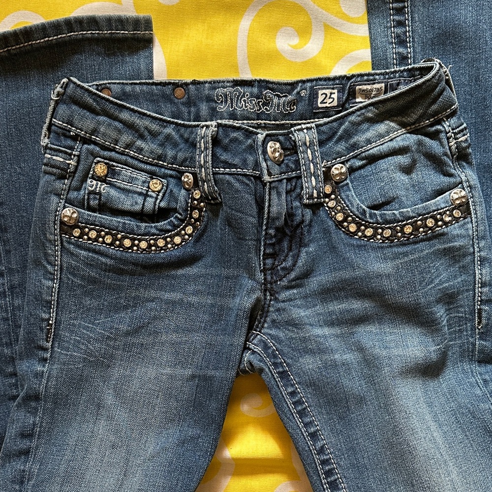 Miss Me Women's Dark Blue Studded Boot Cut Jeans